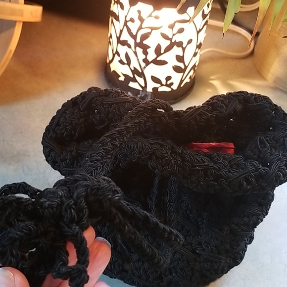 1920s thick knit drawstring handbag - Picture 1 of 5